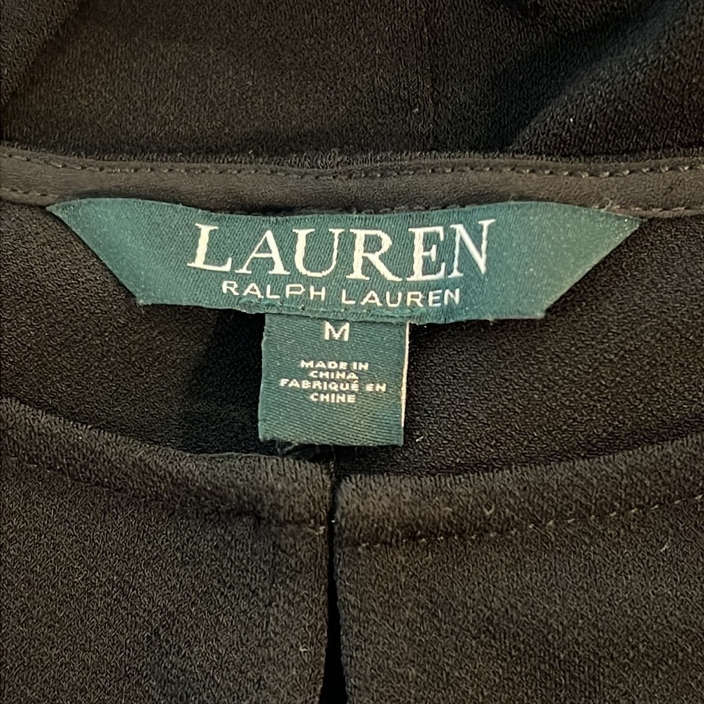 Lauren Ralph Lauren Medium Top Shirt Black Solid Scoop Neck Keyhole 3/4 Sleeve - Picture 6 of 7